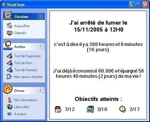 StopClope 1.2 : Logiciel d'aide au sevrage tabagique StopClope 1.2 : Logiciel d'aide au sevrage tabagique